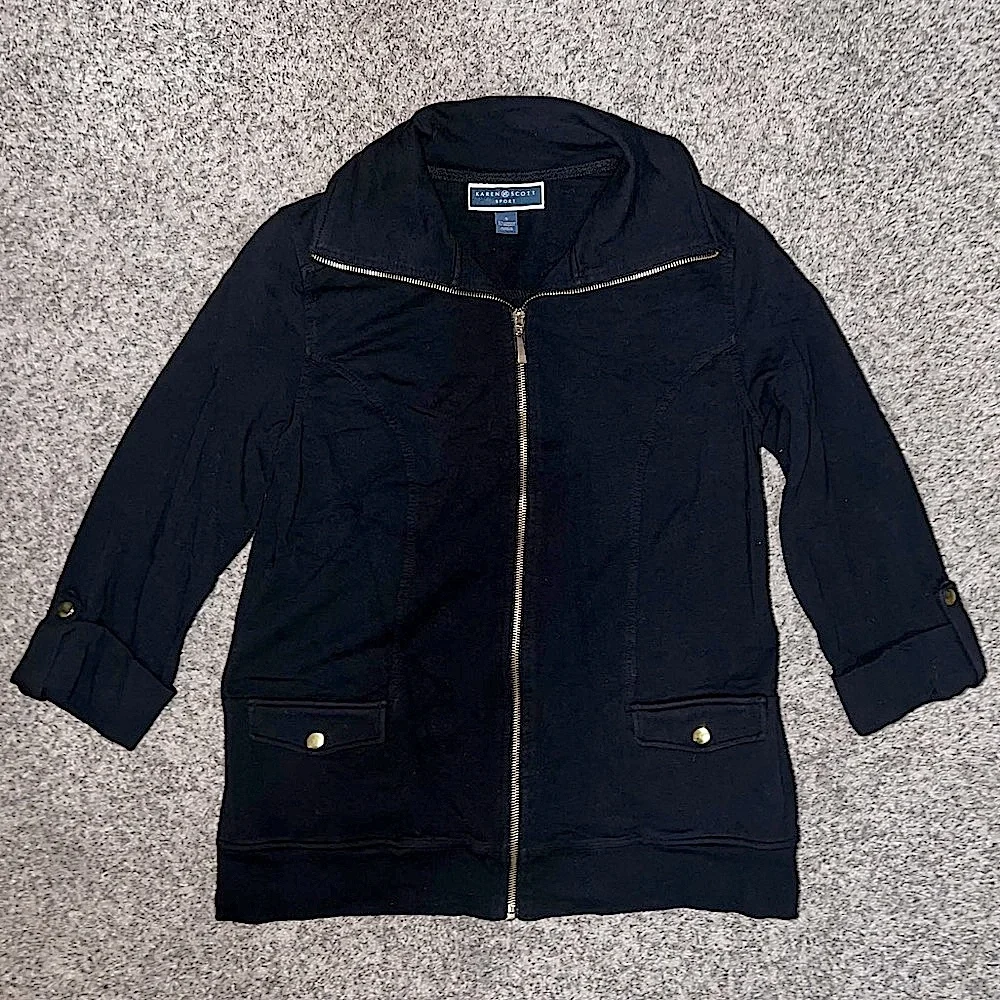 Karen Scott Sport Women's Black Full Zip Jacket! Size Small.
